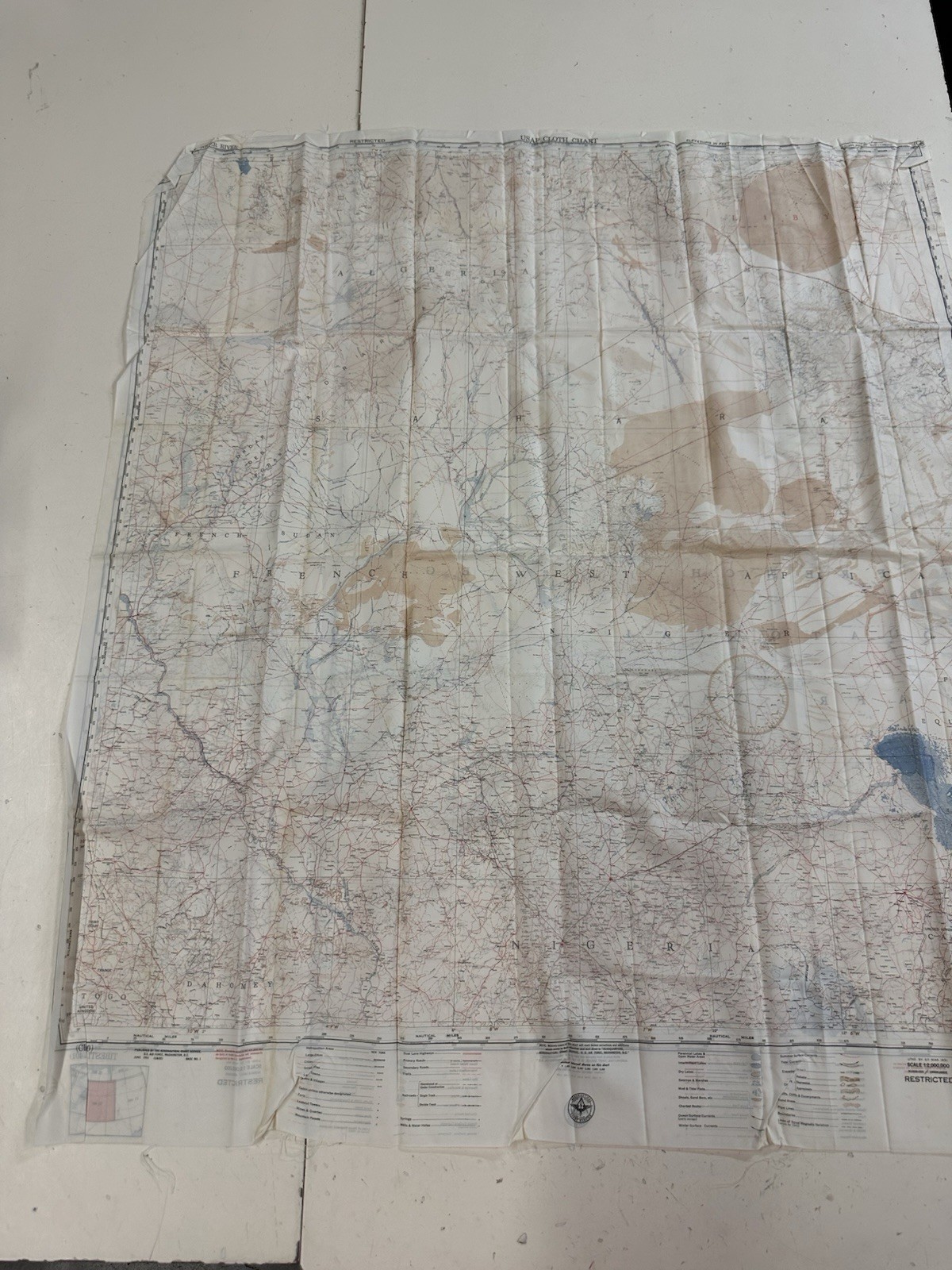 US Air Force Aeronautical Chart Cloth Map 1950 CL400 Niger River CL401 Tibesti