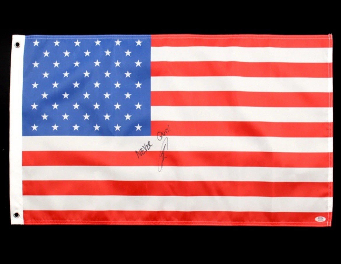 Robert O\'Neill Autographed Signed 18x30 American Flag W / Never Quit - PSA