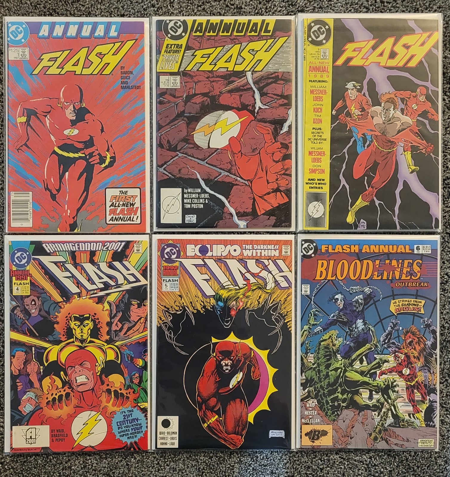 DC Comics Flash Annuals #1-6 (1987-93) - Baron Messner Waid GREAT Condition B&B
