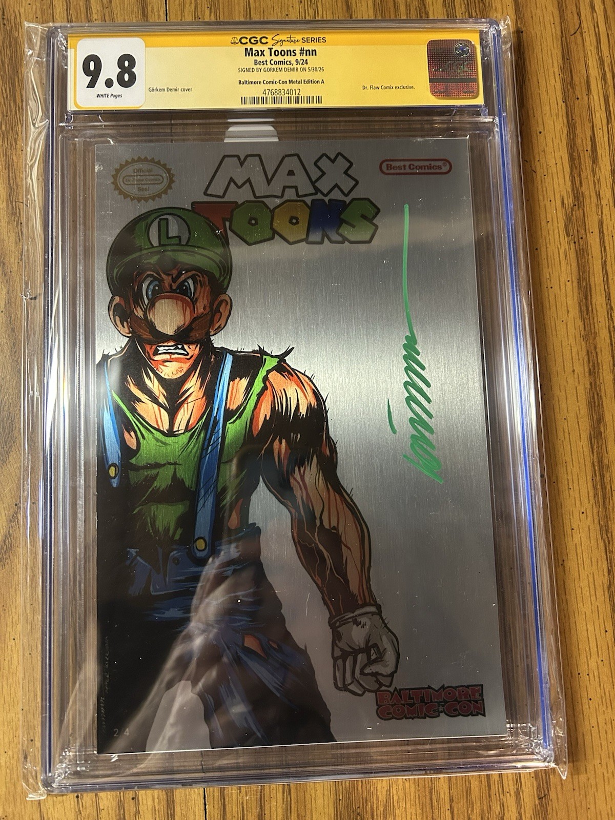 Max Toons Battle Damaged Luigi Metal 9.8 CGC SS Gorkem Demir Ltd #2 Of Only 4