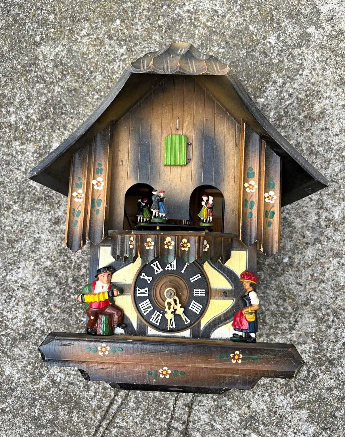 Vtg Black Forest Chalet Mechanical Cuckoo Clock w/ Dancers, Chimes - Parts only