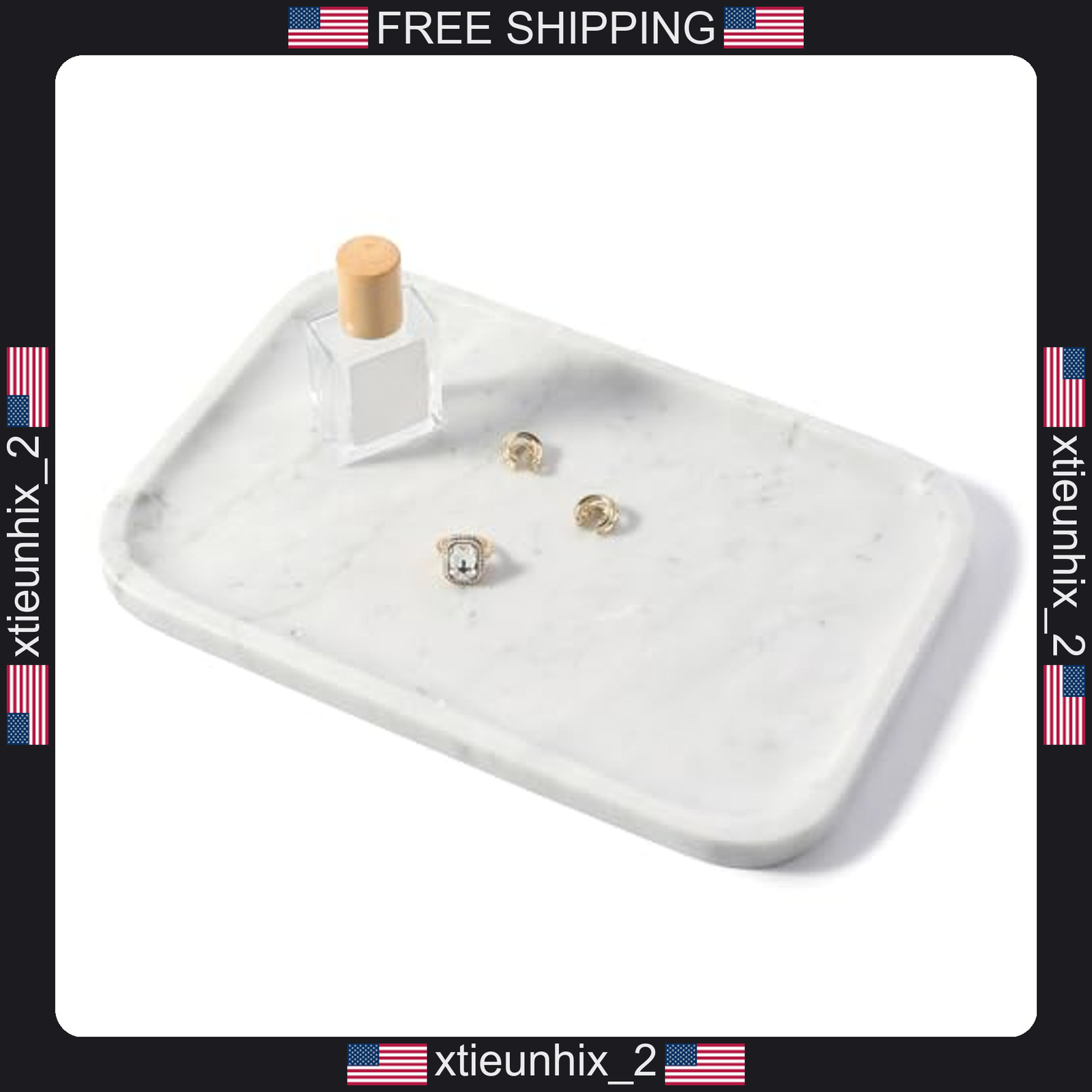 Marble Vanity Tray 12x8 Inches Bianco Carrara Countertop Organizer