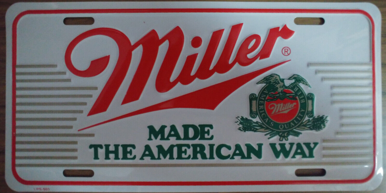 Vintage Miller License Plate Embossed Metal New Old Stock Beer #503