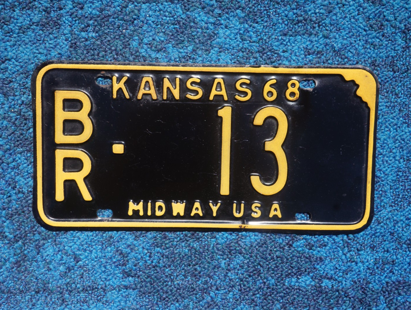 1968 KANSAS License Plate Low # 13