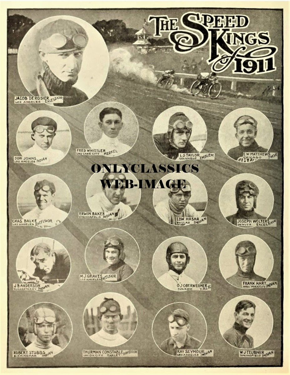 1911 SPEED KINGS MOTORCYCLE RACERS 8.5x11 POSTER INDIAN, YALE, MERKEL, EXCELSIOR