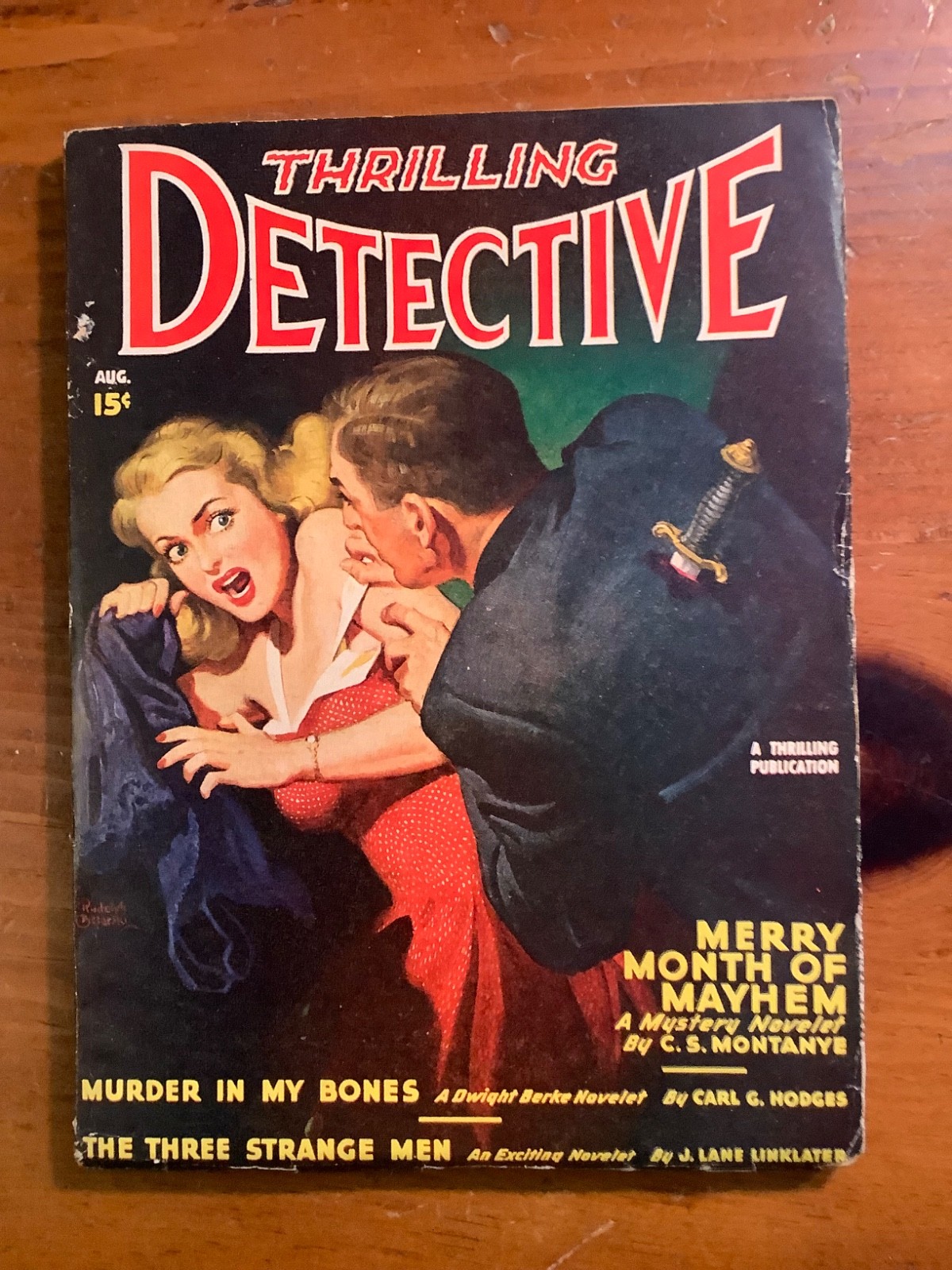 Thrilling Detective Pulp Aug 1947, Belarski Cvr Louis L'Amour Dead Man's Trail