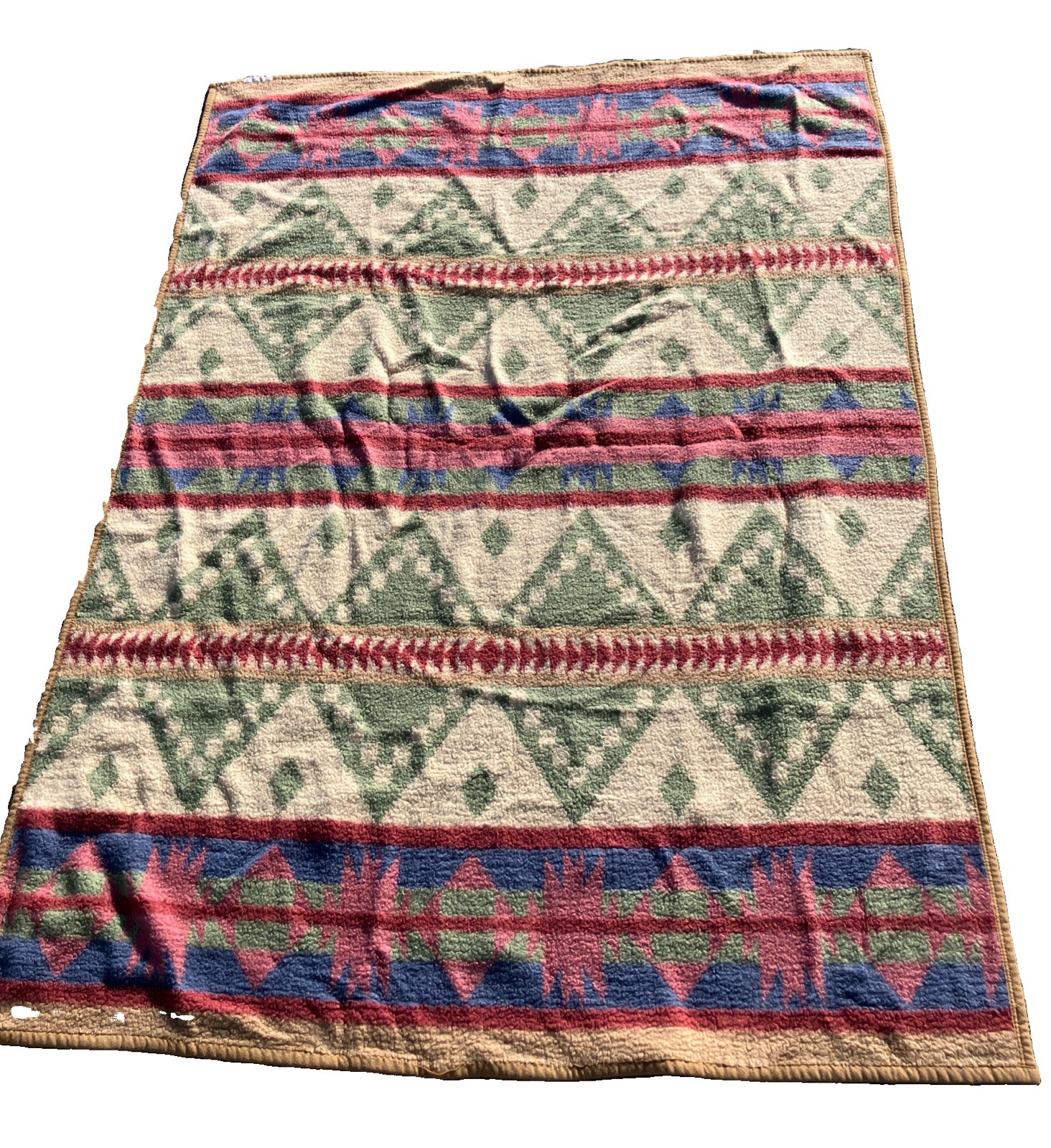 Vintage Biederlack Throw Blanket Southwest Native Aztec Vintage 52” X 72