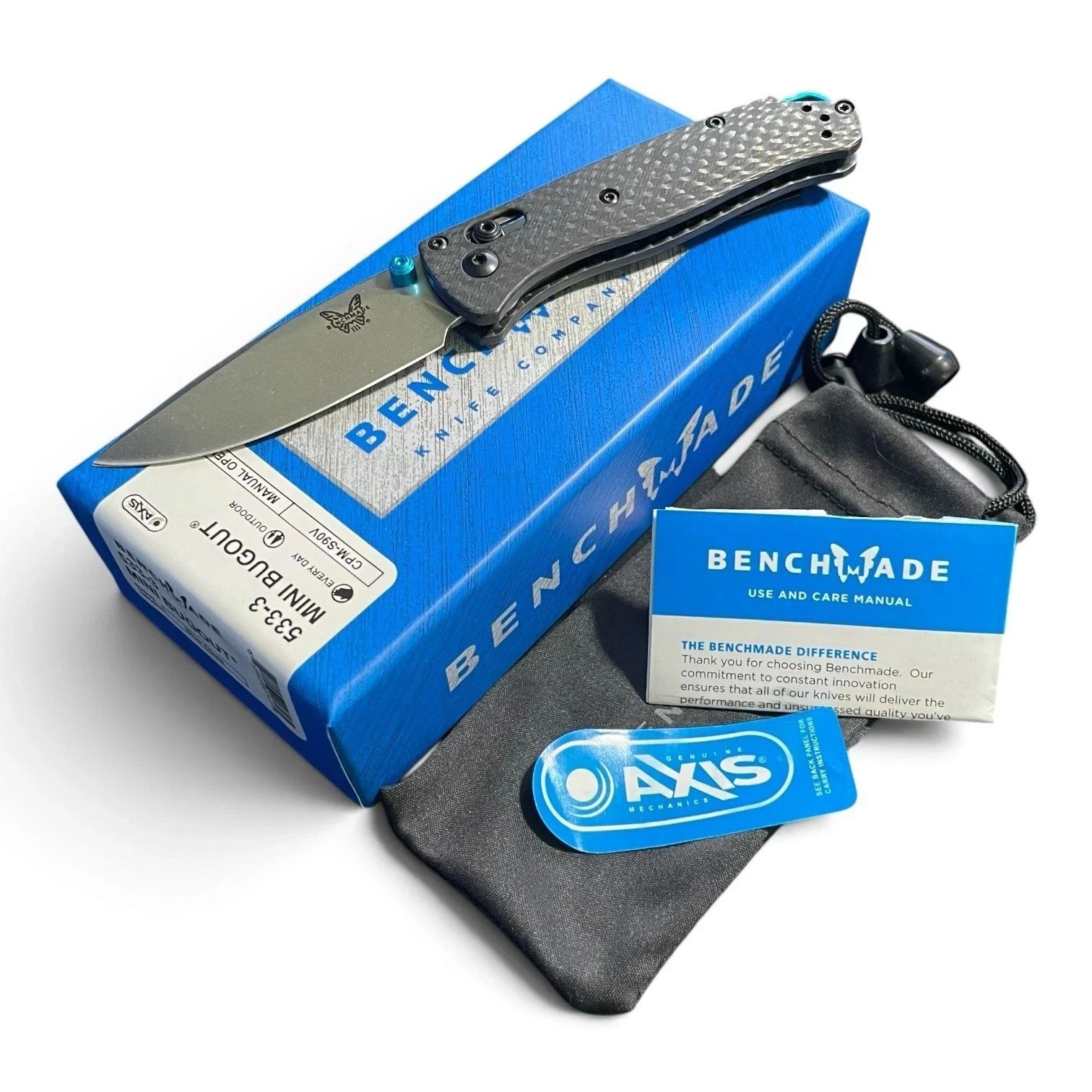 Benchmade 533-3 Mini Bugout CPM-S90V Plain Edge Knife Carbon Fiber Handle