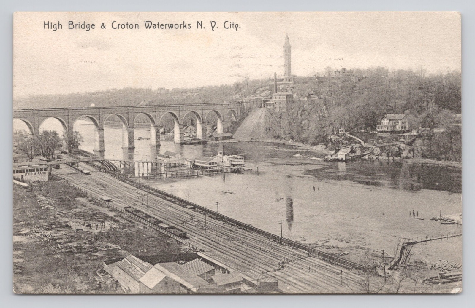 High Bridge and Croton Waterworks New York City c1907 Rotograph Postcard