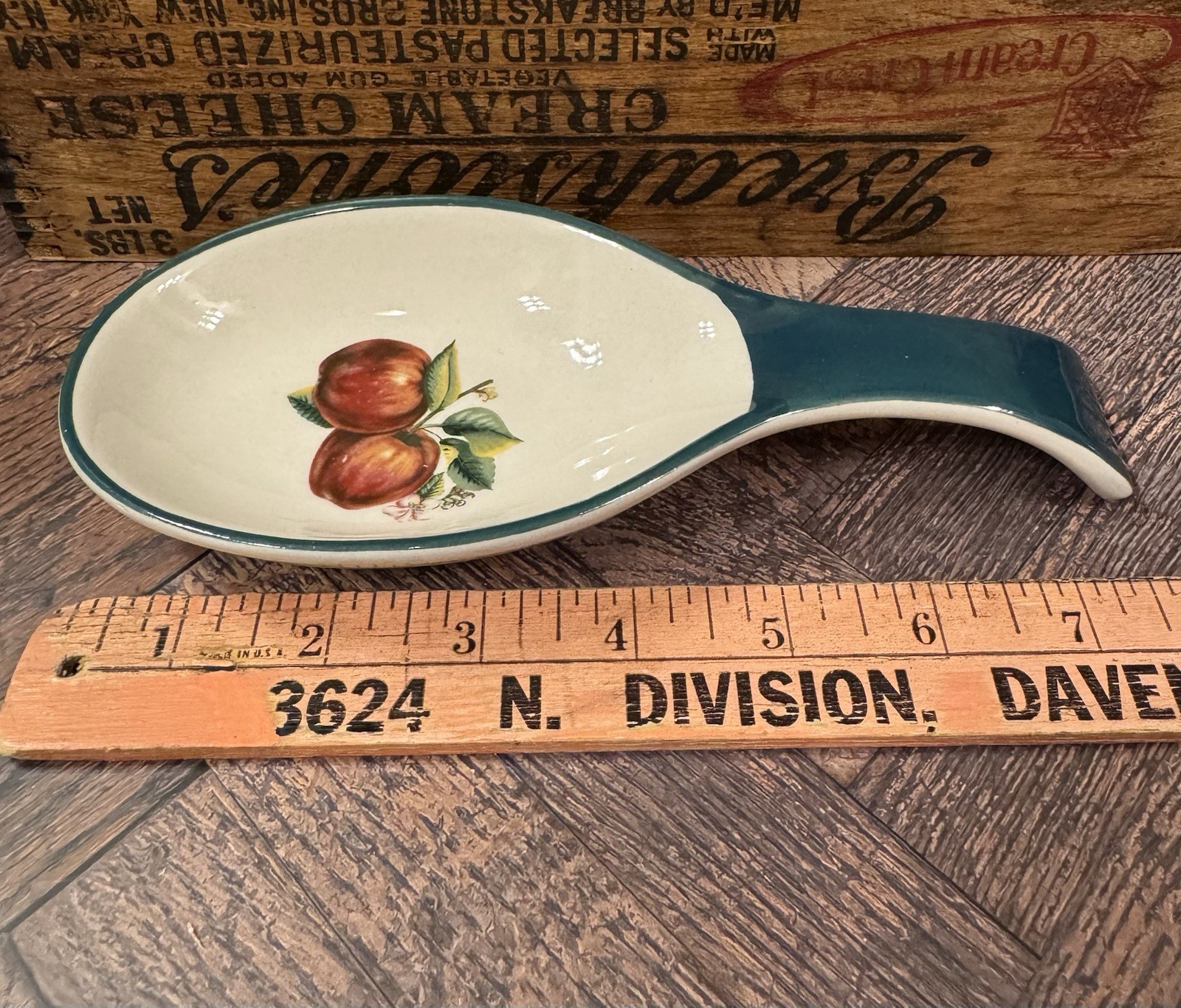 Vintage China Pearl Casuals Apple Spoon Rest Holder Ceramic Stoneware Cream