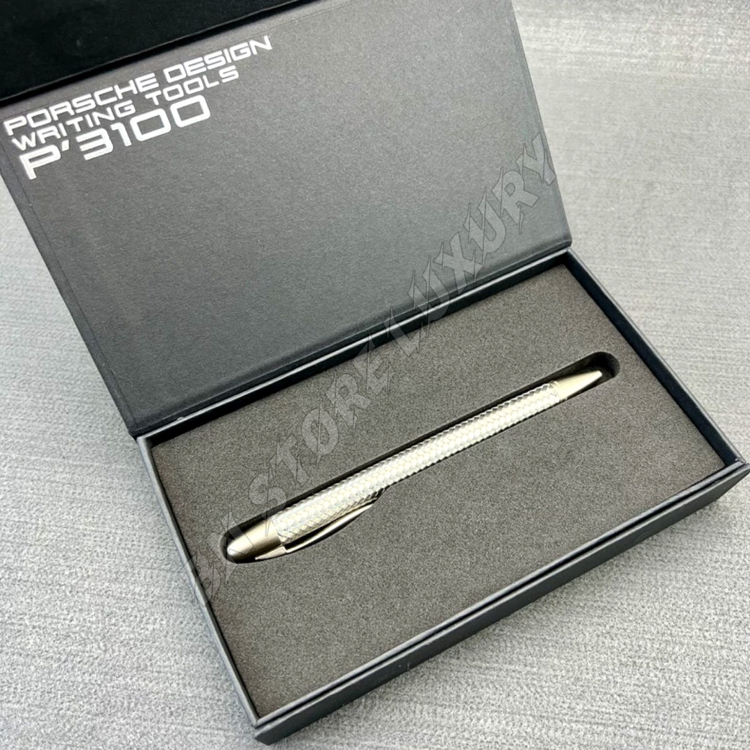 Porsche Design P'3100 TecFlex Ballpoint Pen Silver Braided Weave w/ Box