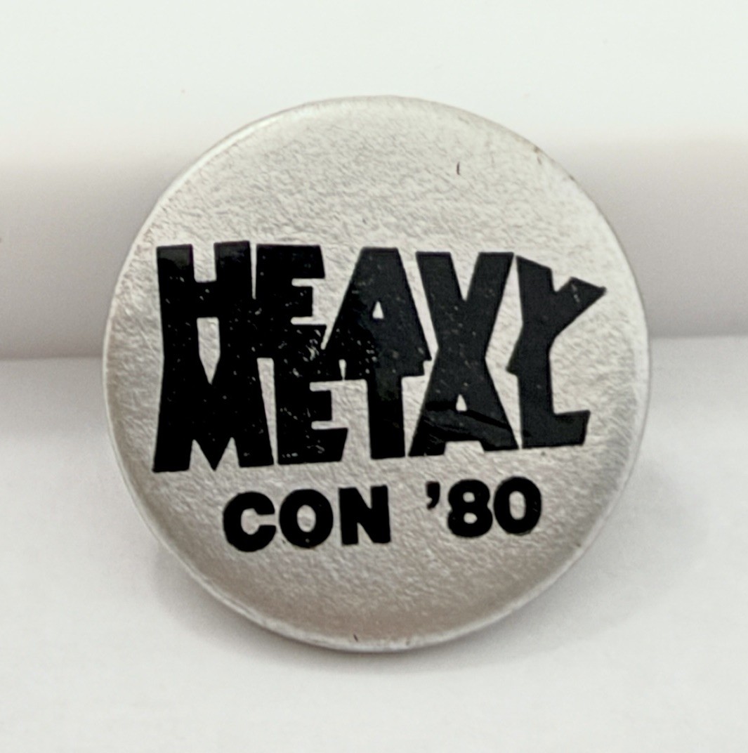 Vintage Heavy Metal Magazine Con \'80 Pinback Button Rare 1980 Fantasy Comic Pin