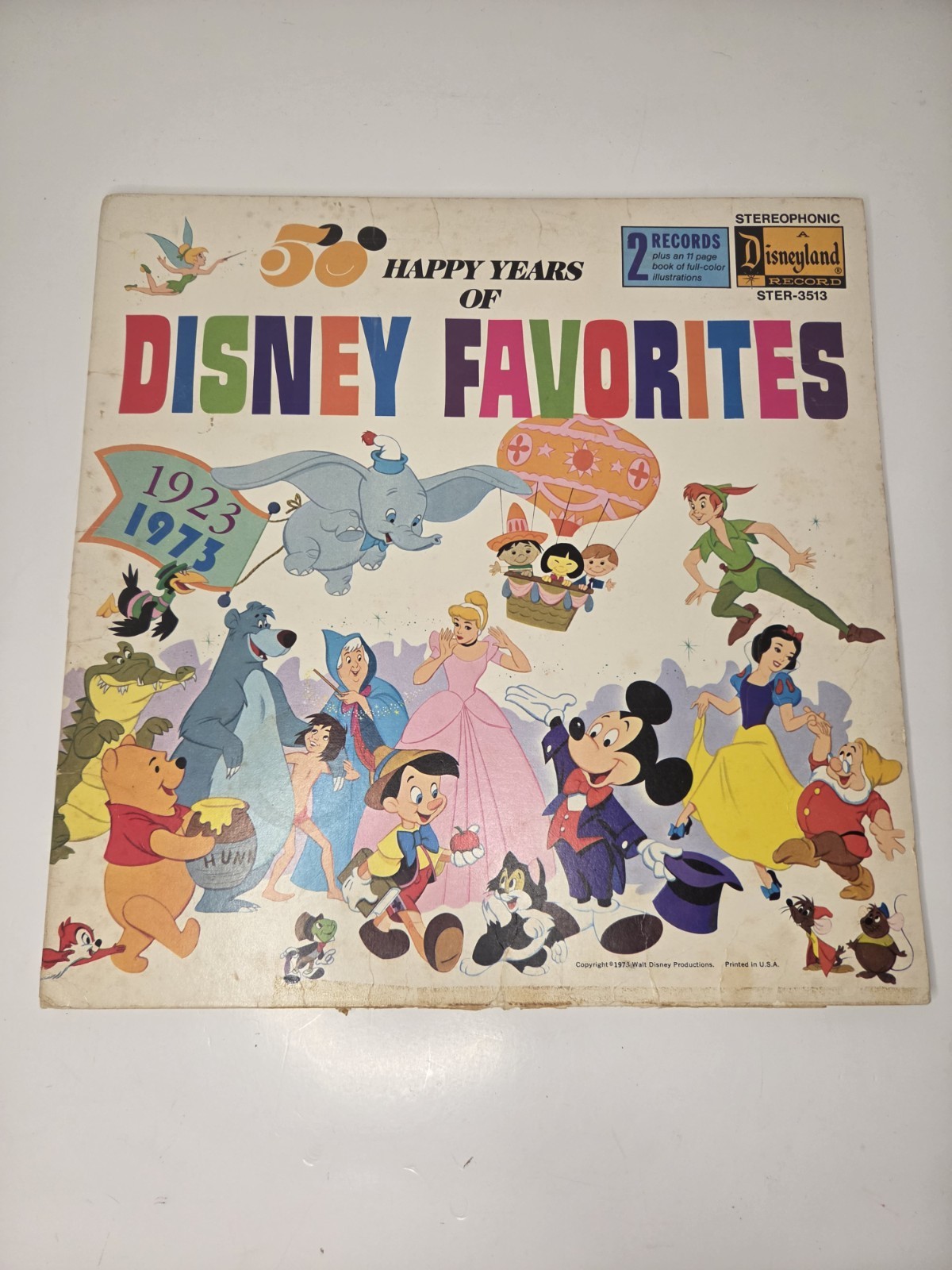 Vintage 1973 -50 Happy Years Of Disney Favorites LP Vinyl With 11 Page Storybook