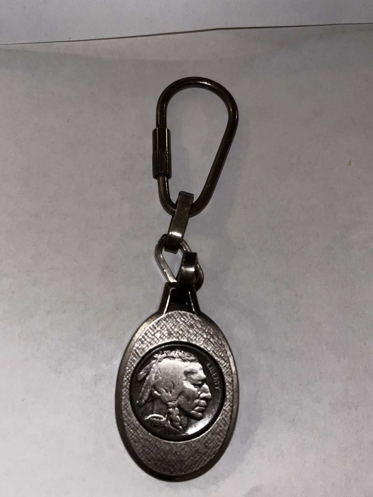 Vintage Buffalo Nickel Keychain Used Gold/Silver Tone 1935 Nickel