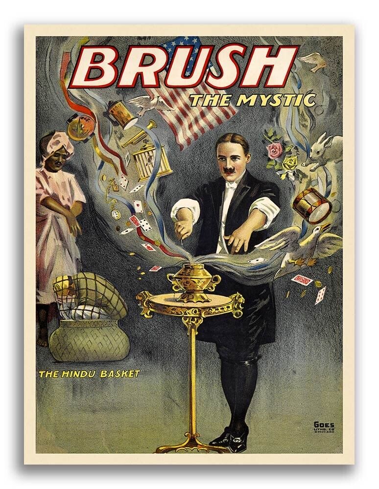Brush 1912 Vintage Style Magic Poster - Classic Magician Poster - 18x24