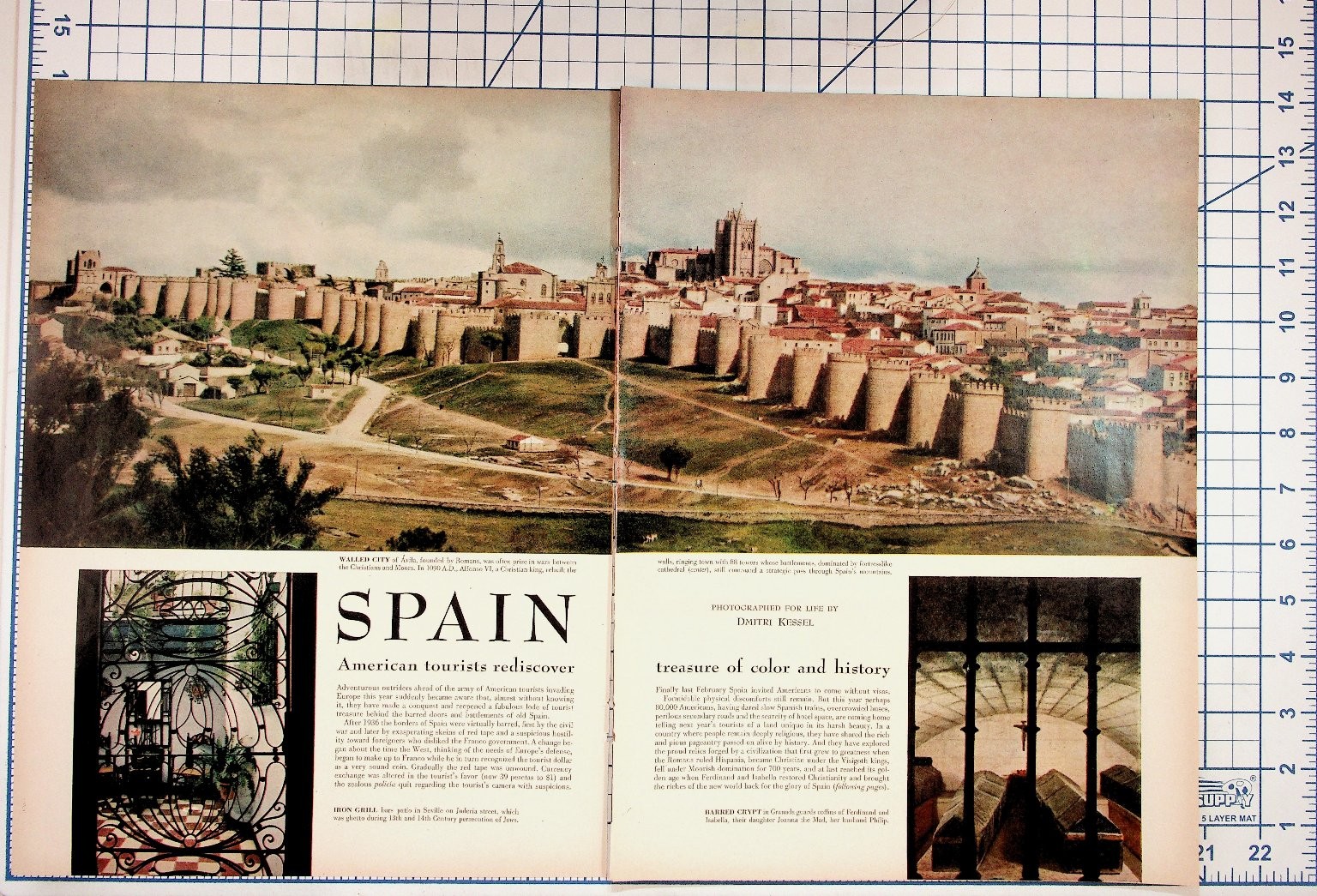 Vintage LIFE Magazine Spain Travel Feature Avila Alhambra Seville Kessel Photos