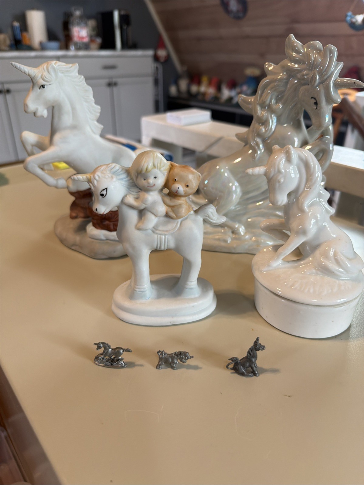 Lot of 8 Unicorns Ceramic, Mini Metal, Candle Holder, Vase -  Vintage 90’s