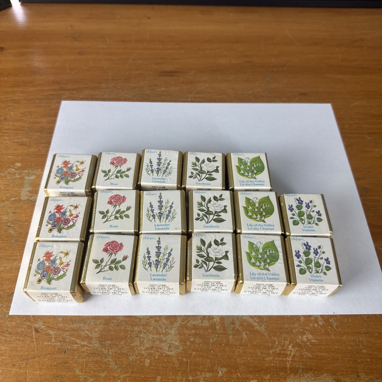 Vintage Delagar English Bath Cubes Floral Lot Of 17 Unused Vintage Delagar English Bath Cubes Floral Lot Of 17 Unused