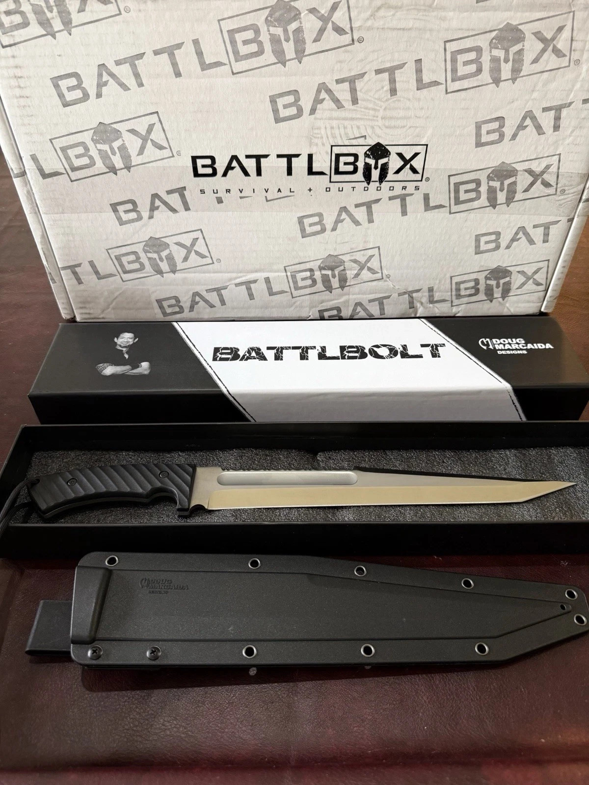 BattlBox BATTLBOLT Machete Hunting Survival Knife by Doug Marcaida New