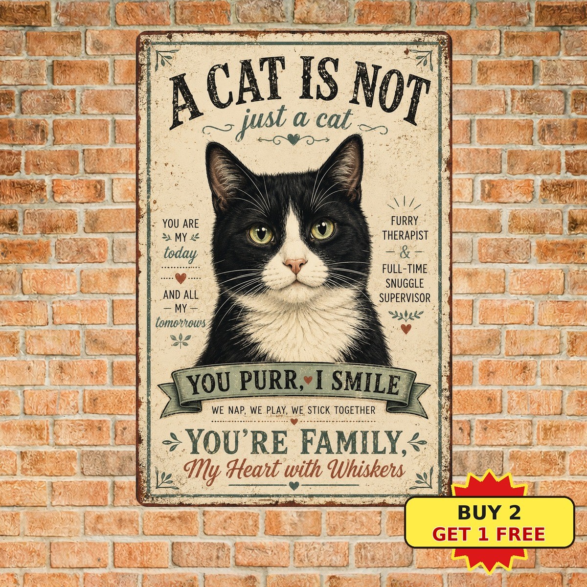 Funny Not Just A Cat Pet Lover Home Decor Metal Tin Sign Plaque