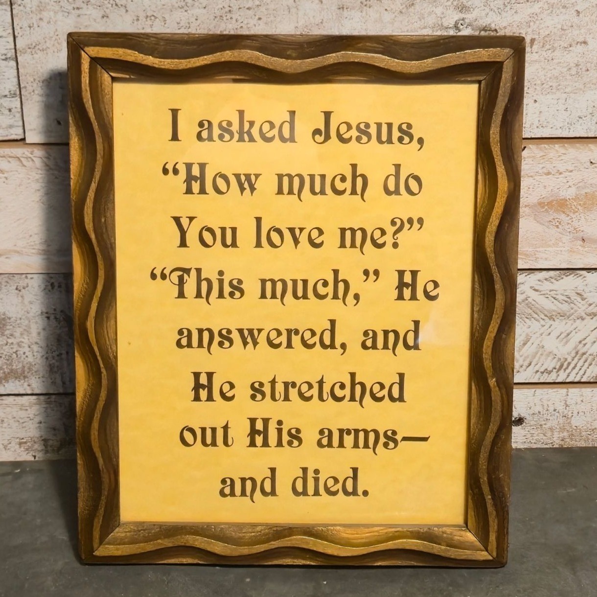 Vintage Mid Century Wood Framed Jesus Quote Religious Wall Plaque Christian Deco