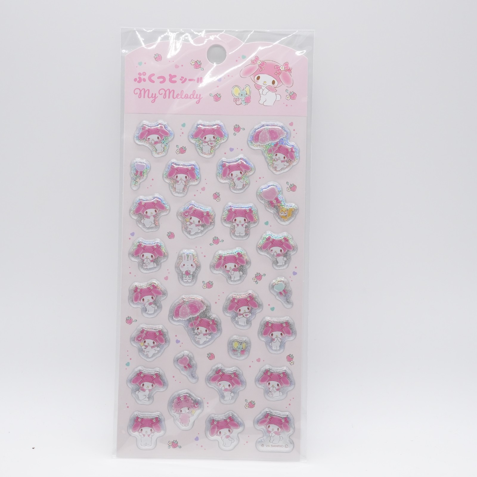 Sanrio JAPAN My Melody 2025 Puffy PVC Stickers Sheet (17.7cm x 9.5cm)