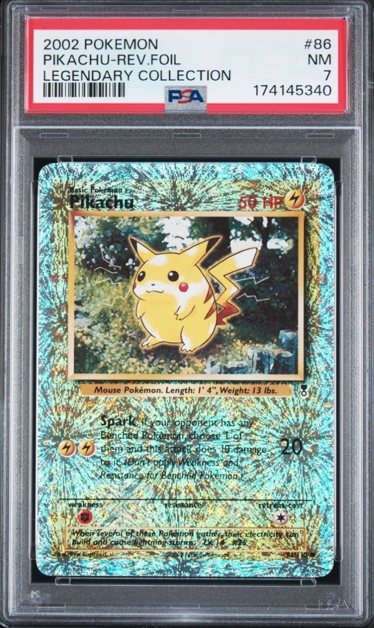 2002 Pokemon Legendary Coll. #86 Pikachu Reverse Foil PSA 7