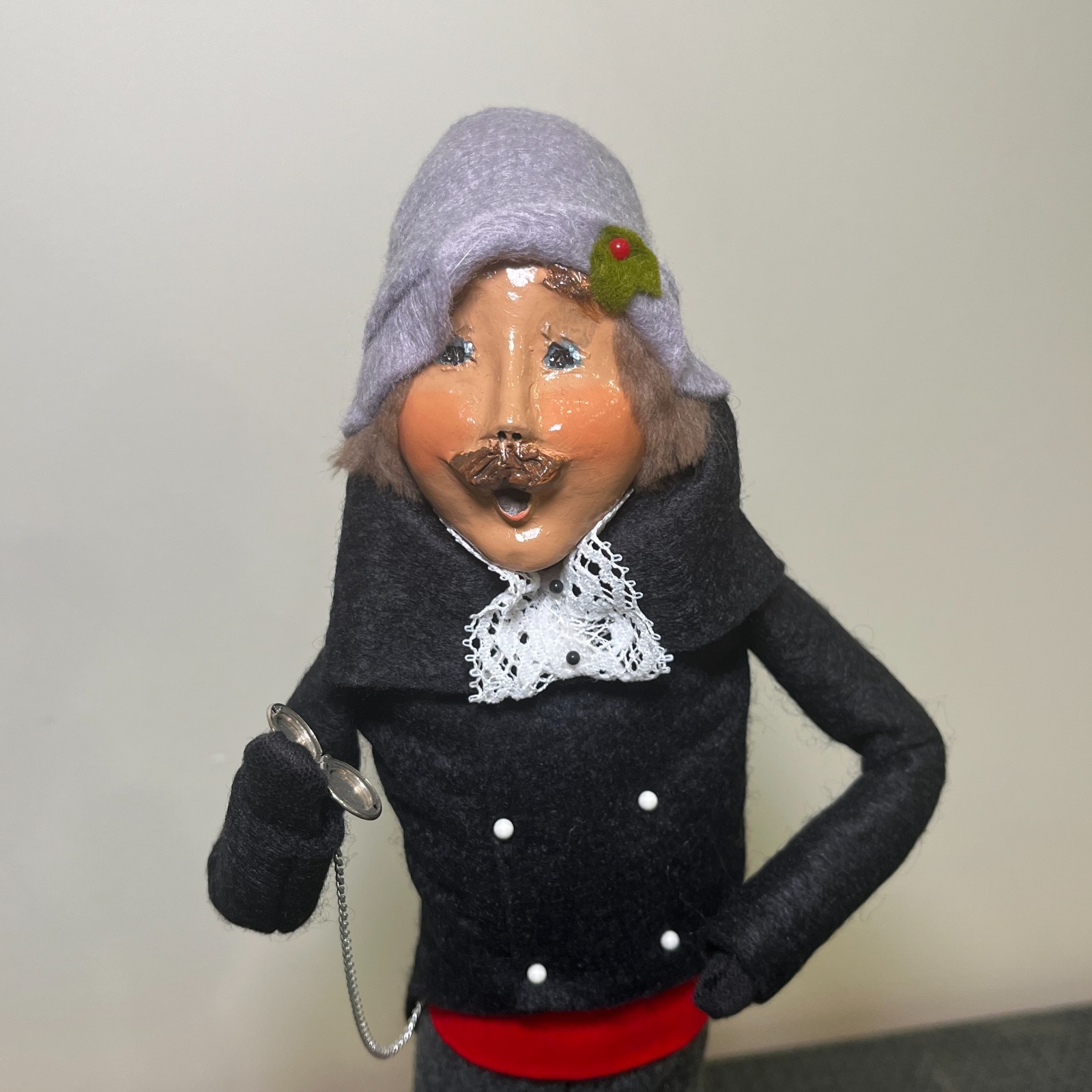 Vtg Byers Choice Caroler Man with Pocket Watch, Locket, Black Tuxedo Suit Tails Vtg Byers Choice Caroler Man with Pocket Watch, Locket, Black Tuxedo Suit Tails