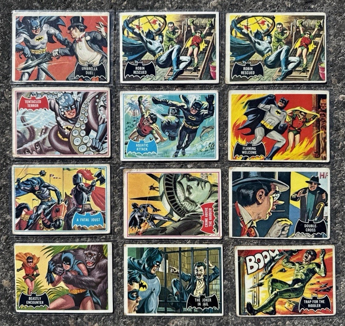 1966 TOPPS DC BATMAN LOT Blue Bat 12 Cards Vintage Fast 1966 TOPPS DC BATMAN LOT Blue Bat 12 Cards Vintage Fast