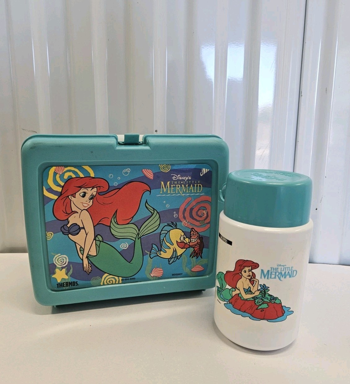 Vintage Disney The Little Mermaid Lunchbox & Thermos Set Made in USA
