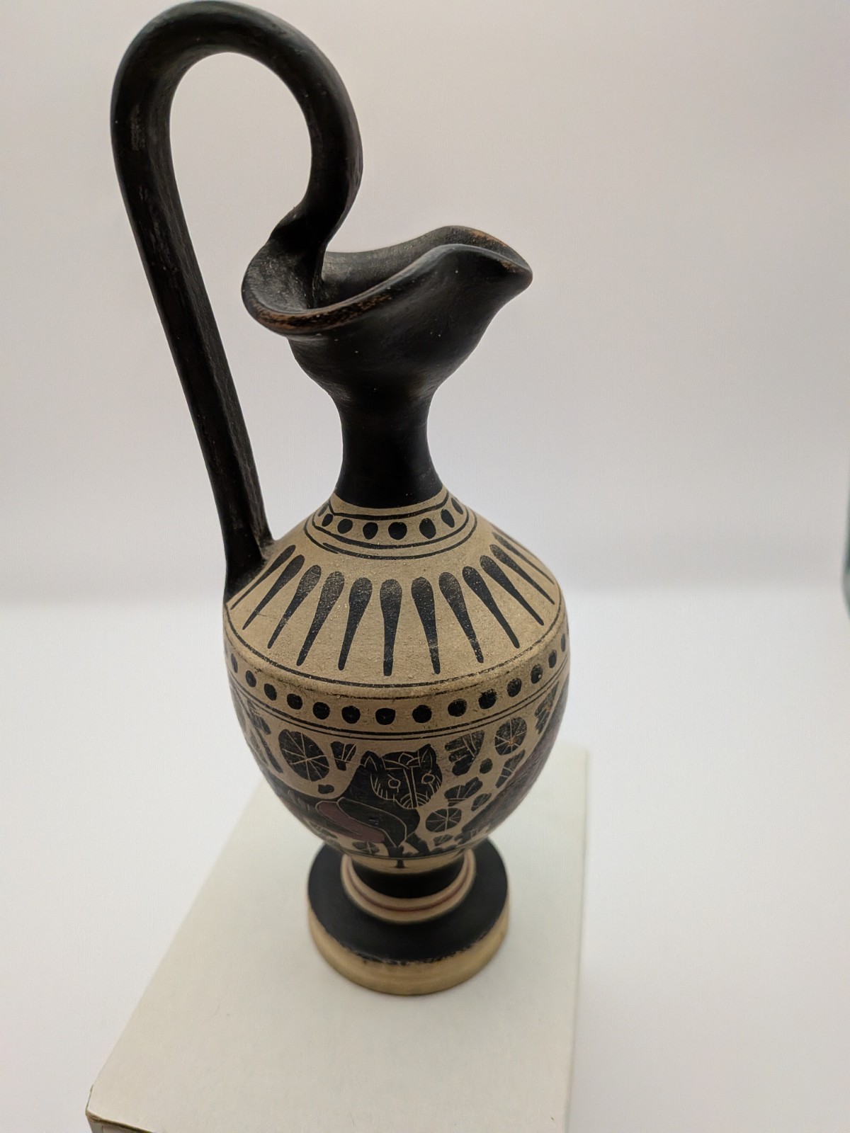 Signed G. Liulias Hand Painted Greek Corinthian Oinochoe Replica Pitcher No. 501