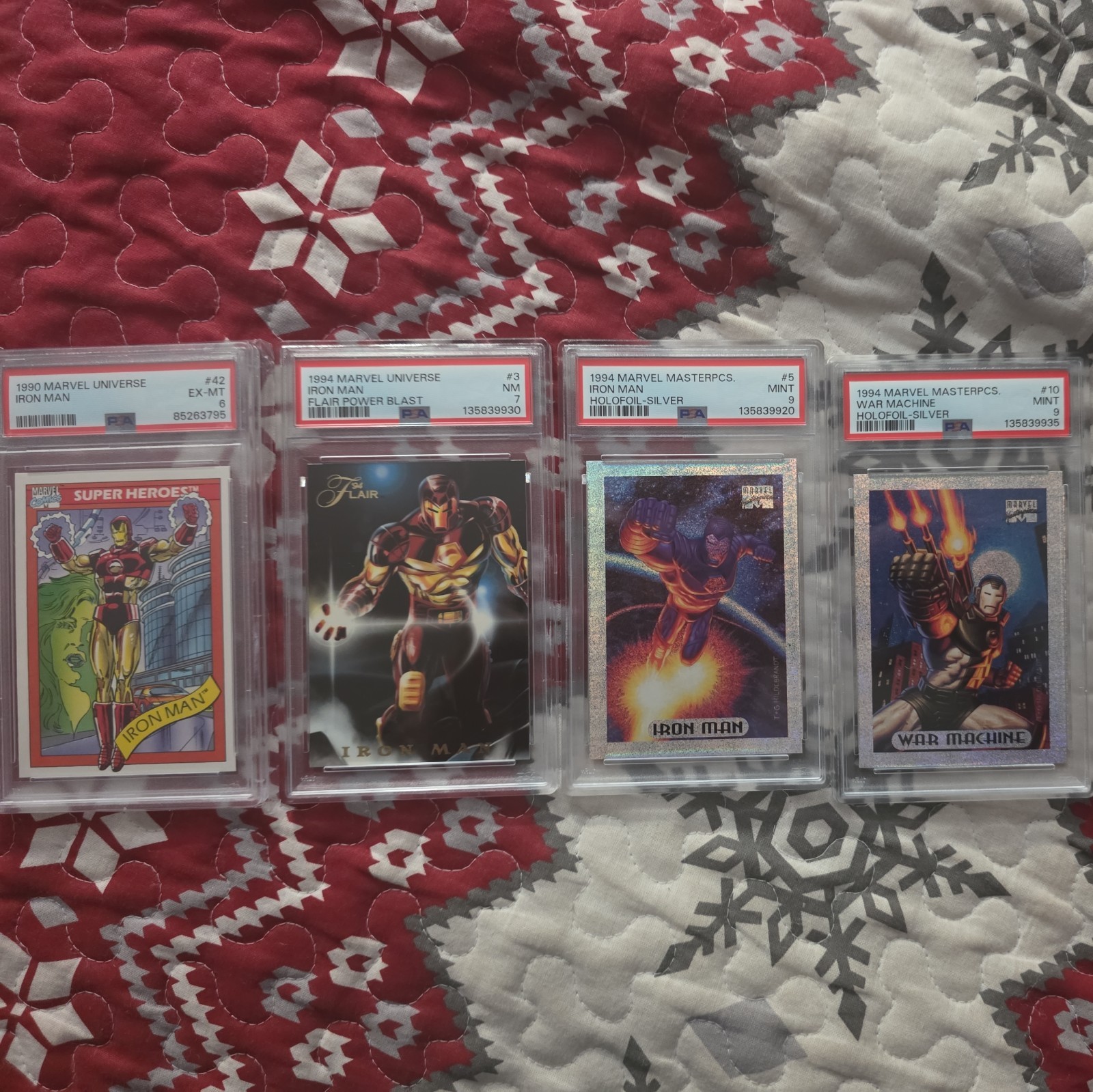 Marvel PSA Graded 4-Card Lot Iron Man & War Machine 1990/1994 Holofoil