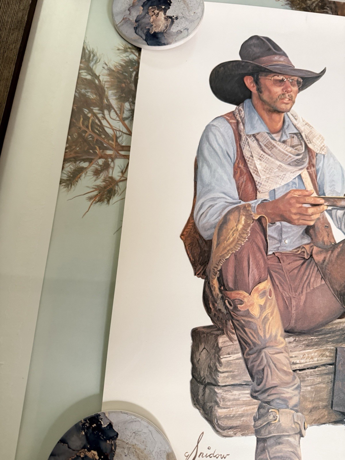 Vintage Gordon Snidow “Baked Beans and Beer” 1981 Coors Cowboy Lithograph Print