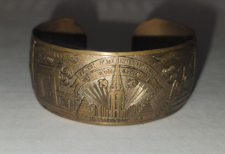 San Francisco 1939 Golden Gate Exposition Copper Bracelet Bridge Vintage Antique