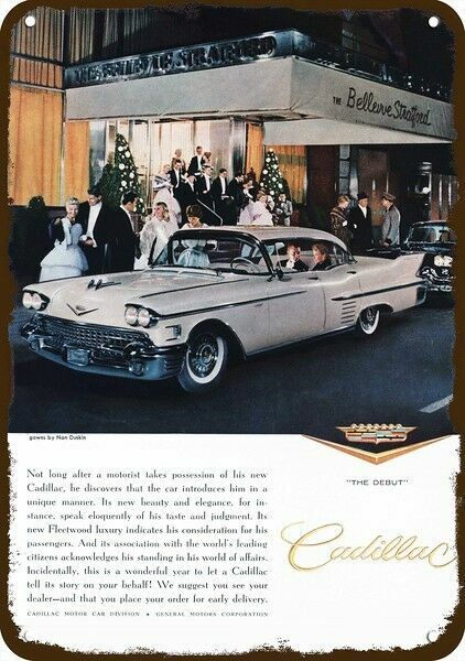 1958 CADILLAC FLEETWOOD Car Vintage-Look DECORATIVE REPLICA METAL SIGN