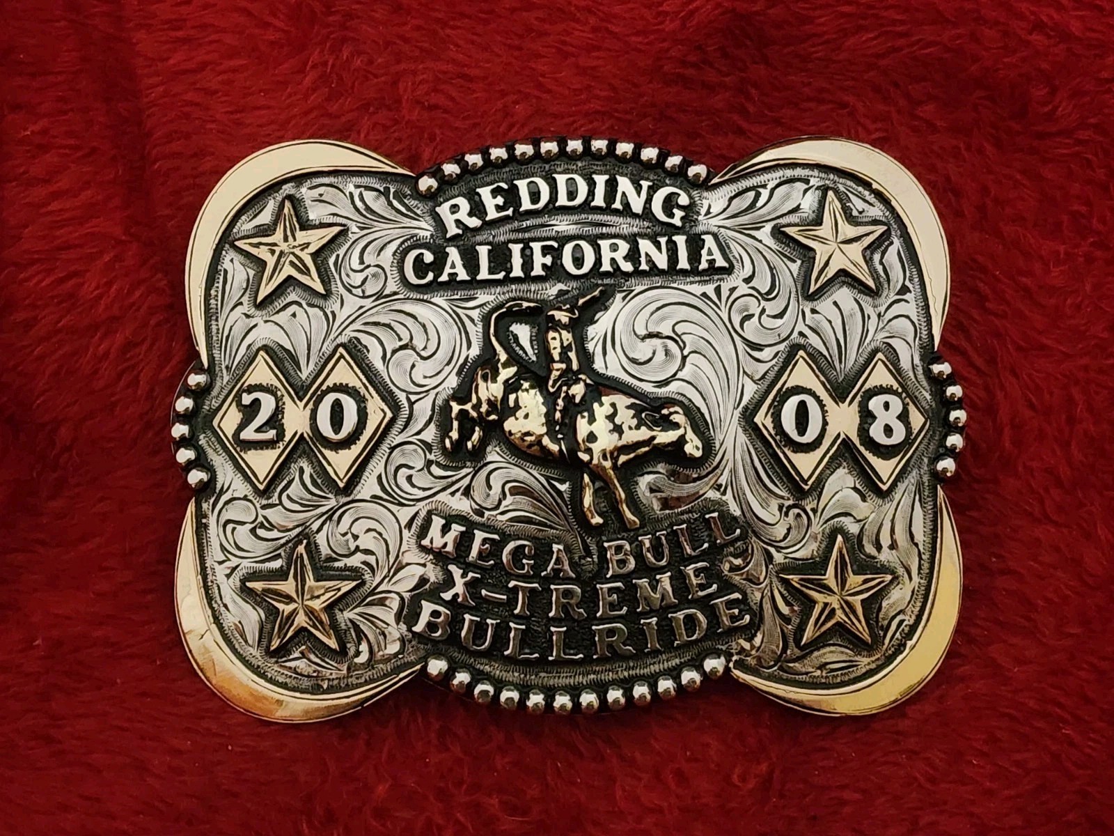 Rodeo BULL RIDING Champion☆2008☆Redding CA☆Megabull☆Trophy Buckle☆Rare☆T43