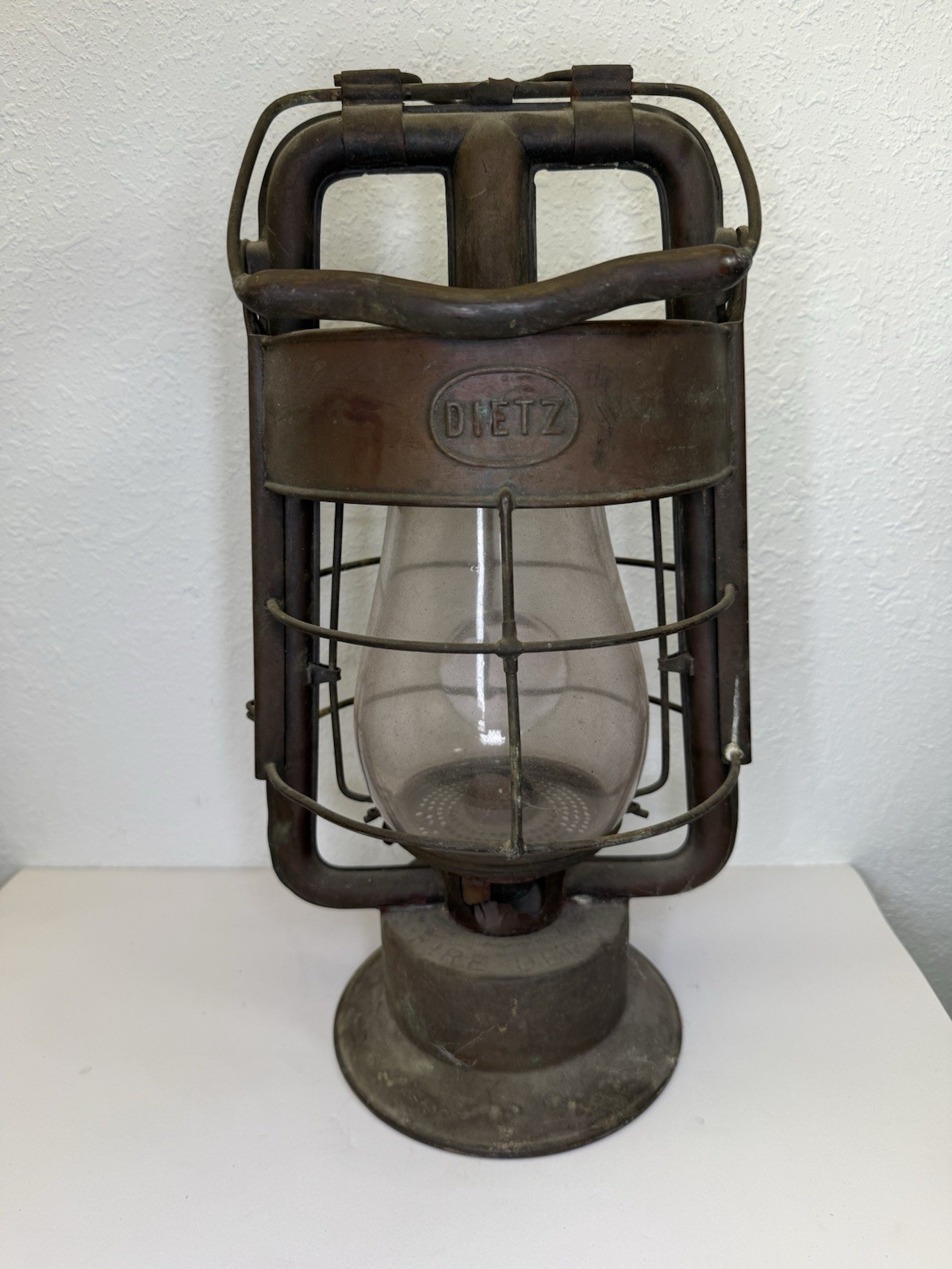 Antique DIETZ King Fire Dept Lamp Kerosene Oil Lantern Clear Globe Rustic Decor