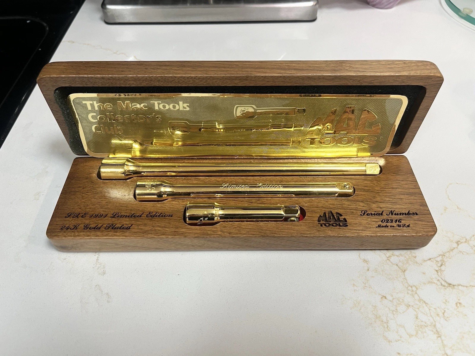 New MAC TOOLS 24K Gold Plated 1991 Limited Edition Extensions #02316 Made in USA