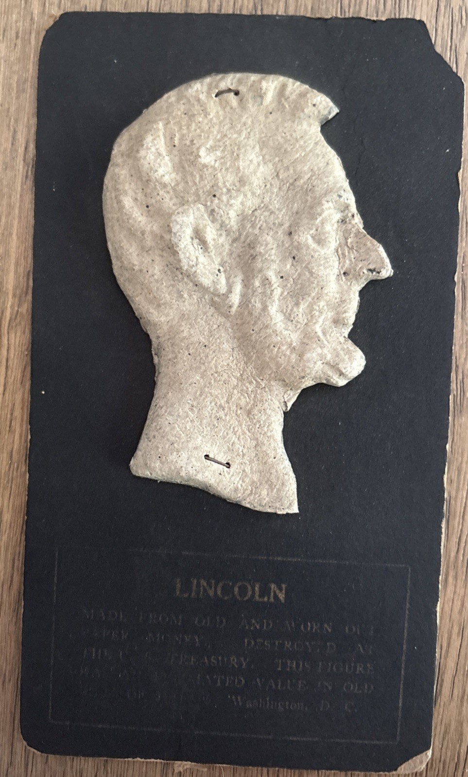 1890s Abraham Lincoln Portrait Bust Made of Macerated U.S. Currency Bank Notes