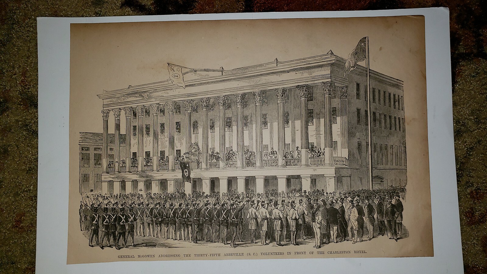 35th Abbeville South Carolina Volunteers Charleston Hotel 1884 Civil War Sketch