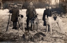 Boys Dogs Greyhounds Wolf Hunting c1910s RPPC Photo Postcard COPY picture