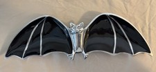 Metal Bat Trinket Candy Dish Goth Halloween Black & Sliver Heavy Made In India picture