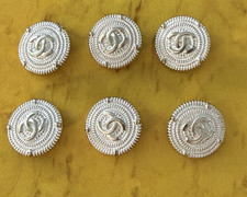 6 Authentic Silver Tone Metal CHANEL Buttons picture
