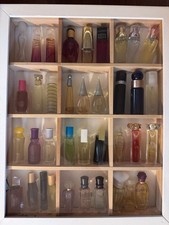 Vintage Miniature Perfume Display Case with 12 Compartments and Glass Front picture
