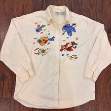 Vintage Disney Store Embroidered Shirt Adult XL Pooh Eeyore Piglet Fall Autumn picture