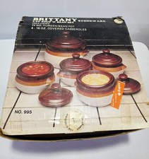 Vintage Brittany Soup & Bean Pots + Soup Tureen 10 Pcs French Onion Soup In Box picture