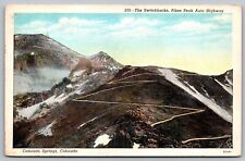 Switchbacks Pikes Peak Auto Highwya Birds Eye View Snowcapped Mountains Postcard picture
