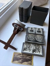 Antique Keystone Stereoscope Viewer & 59 Stereoview Stereo Cards Various picture