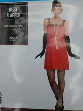 DELUXE 20s FLAPPER DRESS GIRL HALLOWEEN COSTUME OUTFIT - ADULT L/XL - NEW picture