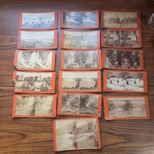 Vintage Stereoview Card Lot 16pc Niagara Falls Philadelphia Boston Watkins Glen picture